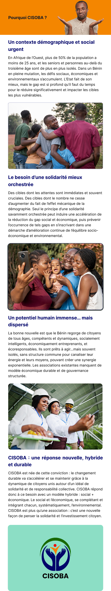 Pourquoi CISOBA - Version Mobile